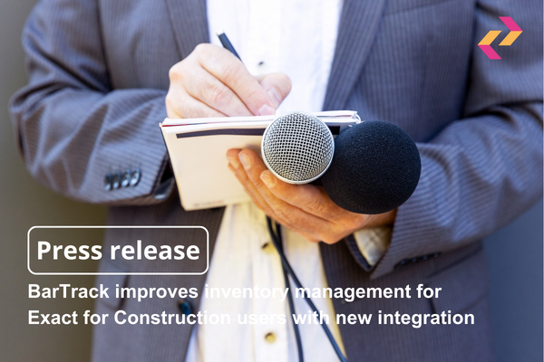 Press release BarTrack improves inventory management for Exact for Construction users with new integration
